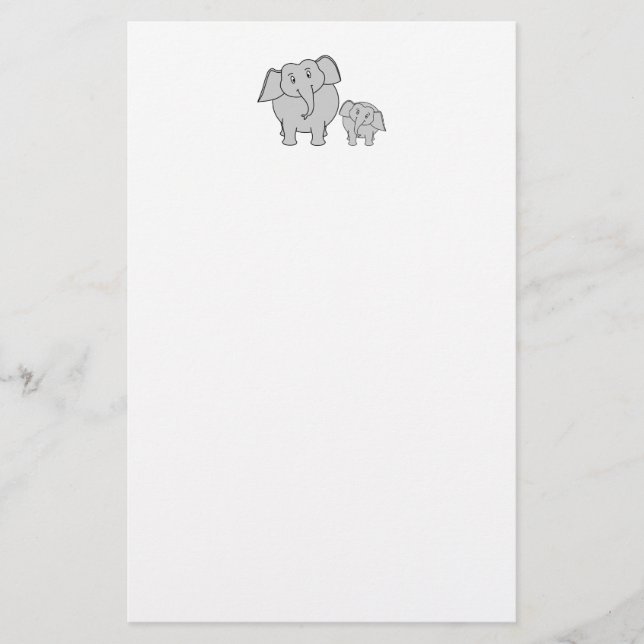Papeterie Deux éléphants mignons. Bande dessinée (Devant)