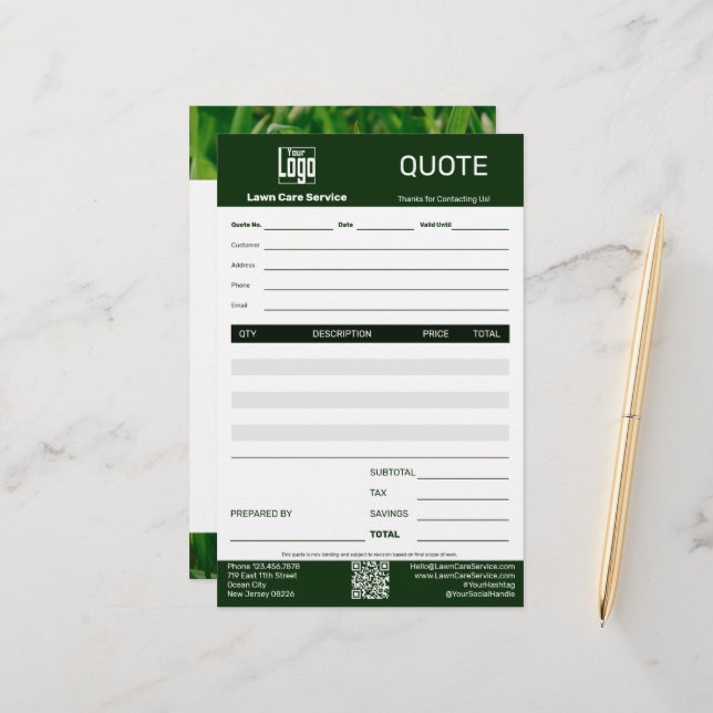 Papeterie Devis simple pour entreprise de services d'entreti (Devant/Arrière en situation)