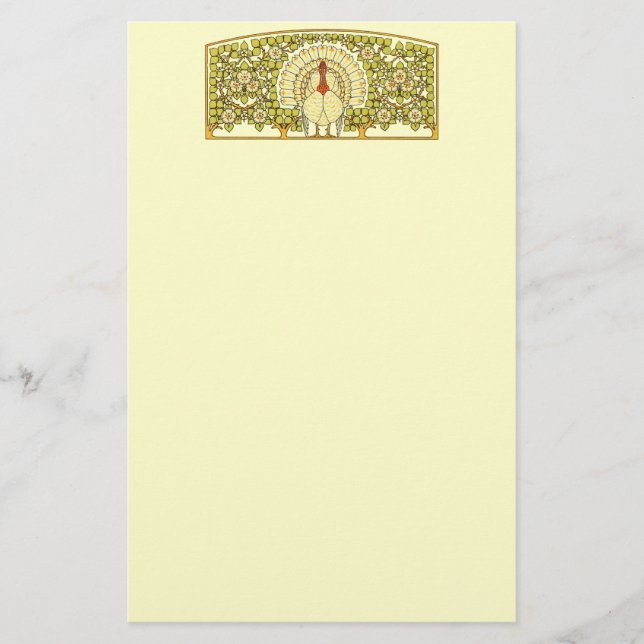 Papeterie Dinde de Thanksgiving Art nouveau vintage (Devant)