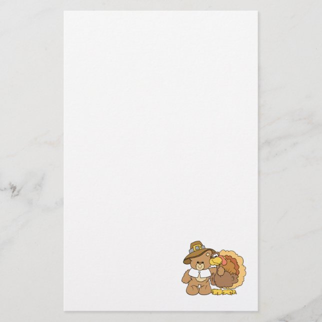 Papeterie dinde de thanksgiving ours en peluche design (Devant)