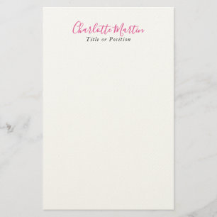 Papeterie Directeur Consultant Chef Blanc Rose Professionnel