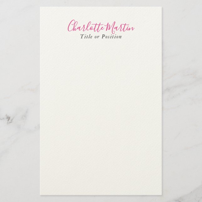 Papeterie Directeur Consultant Chef Blanc Rose Professionnel (Devant)