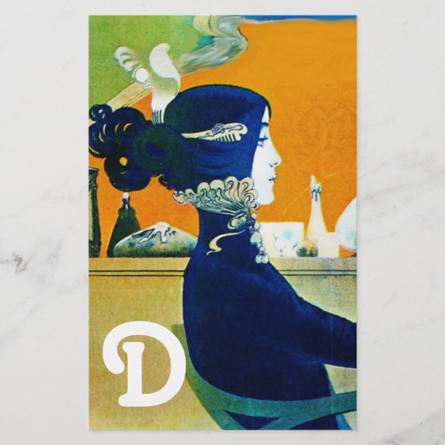 PAPETERIE DIVA EN BLEU, MONOGRAMME DE MODE BEAUTÉ (Devant)