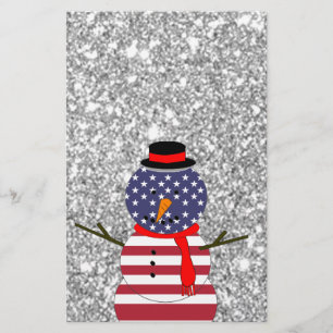 Papeterie Drapeau américain patriotique Snowman Parties scin