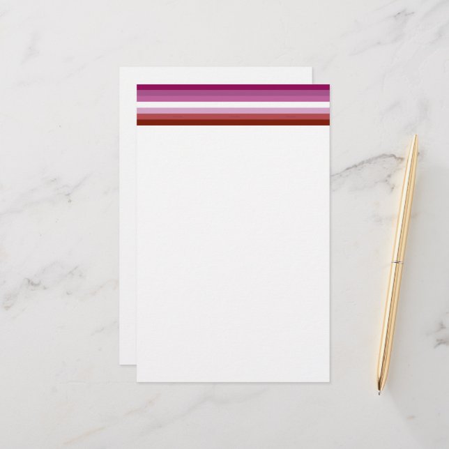 Papeterie Drapeau de fierté lesbienne de SlipperyJoe's fémin (Devant/Arrière en situation)