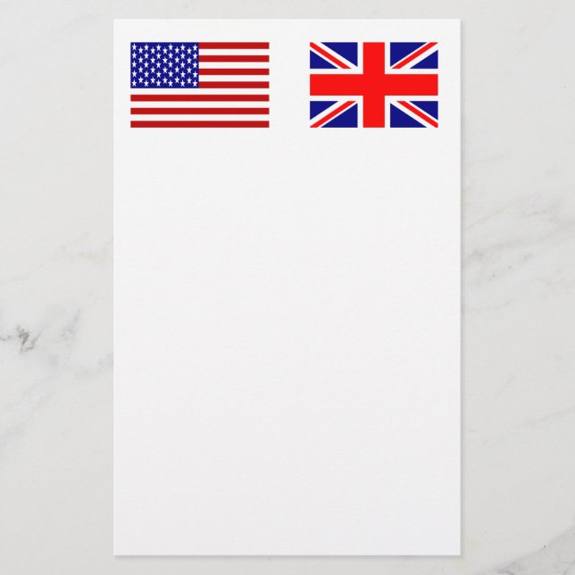 Papeterie Drapeaux Royaume-Uni et États-Unis côte à côte (Devant)