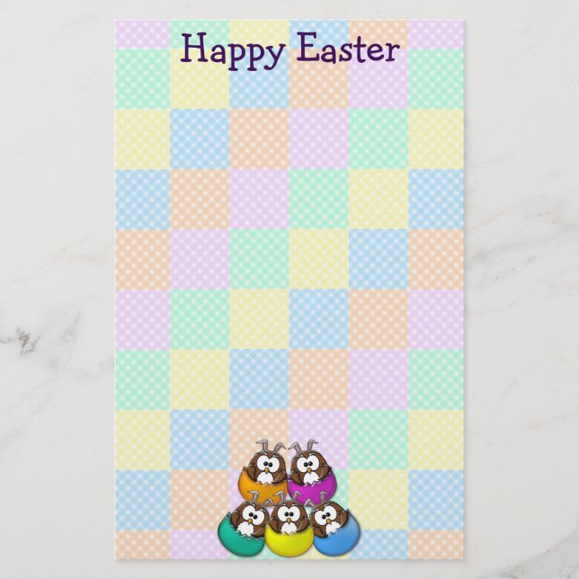 Papeterie Easter owl - rainbow (Devant)