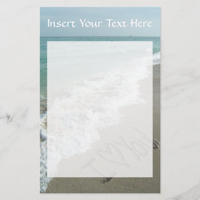 Papeterie Ecriture de sable sur la plage, I Love You (Devant)