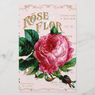 Papeterie Écriture vintage française manuscrite Paris Rose r
