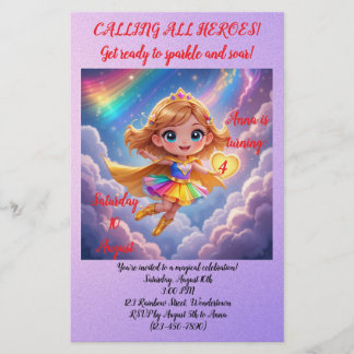 Papeterie Editable Birthday Invitation – Superheroine Theme
