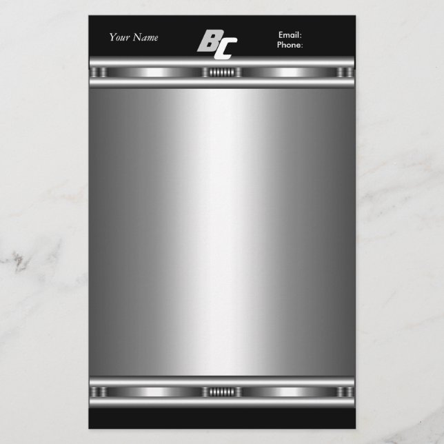 Papeterie Élégant Argent Chrome Noir Elite (Devant)