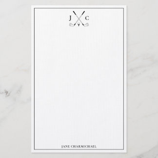 Papeterie Elegant Black Golf Monogram Stationery