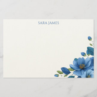 Papeterie Elegant Blue Floral Personal Stationery Note Card