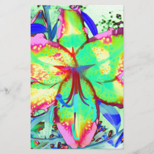 Papeterie Élégant boho rétro abstrait vert rose floral