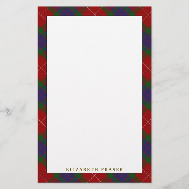 Papeterie Élégant Clan Fraser Tartan Plaid (Devant)