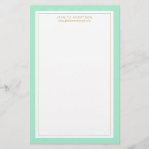 Papeterie Elégant Et Feminine Mint Gold Personnalisé