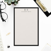 Elegant Ivory Black Border Monogram