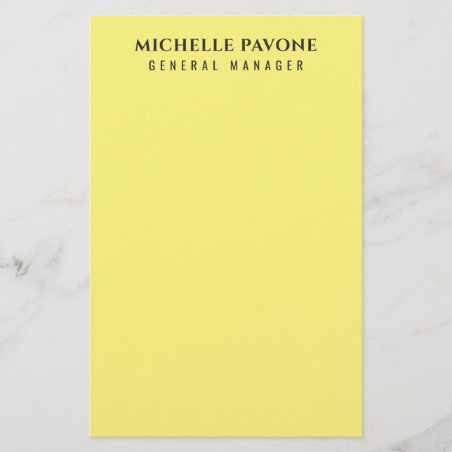 Papeterie Élégant Jaune Clair Simple et Professionnel (Devant)