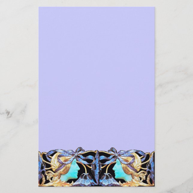 PAPETERIE ELÉGANT JEWEL DE BEAUTÉ FEMME /LADY, BOW BLEU, FLE (Devant)