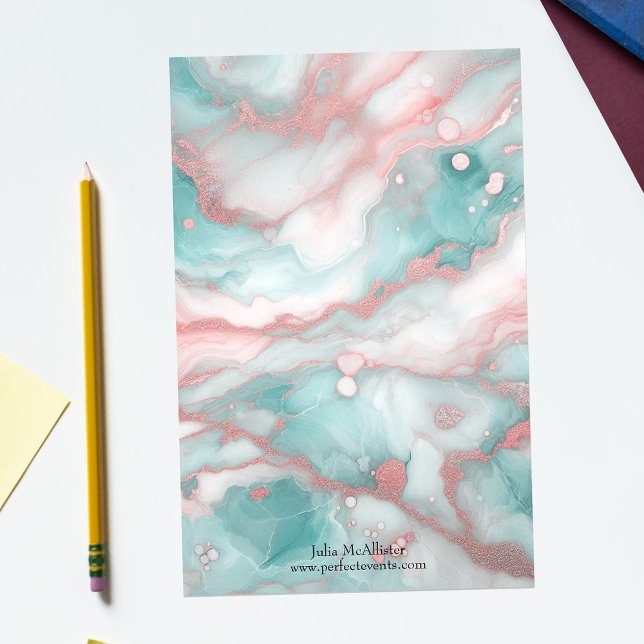 Papeterie Élégant marbre Pastel chic avec Accents or Rose (Créateur téléchargé)