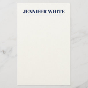 Papeterie Élégant minimaliste bleu et blanc uni rétro