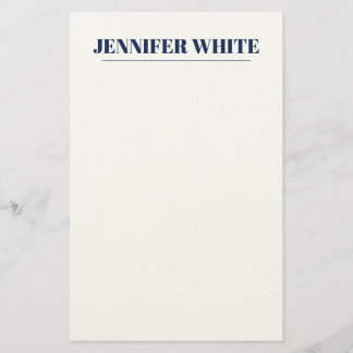 Papeterie Élégant minimaliste bleu et blanc uni rétro