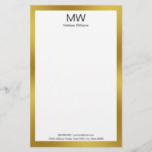 Papeterie Élégant Monogramme Gold Frontière Faux Business