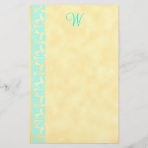 Papeterie Élégant Monogramme Personnalisé Turquoise