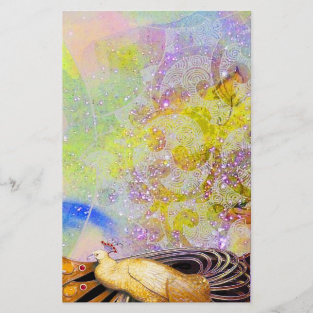 PAPETERIE ÉLÉGANT PEACOCK EN POURPULAIRE JAUNE ÉCLAIRANT (Devant)