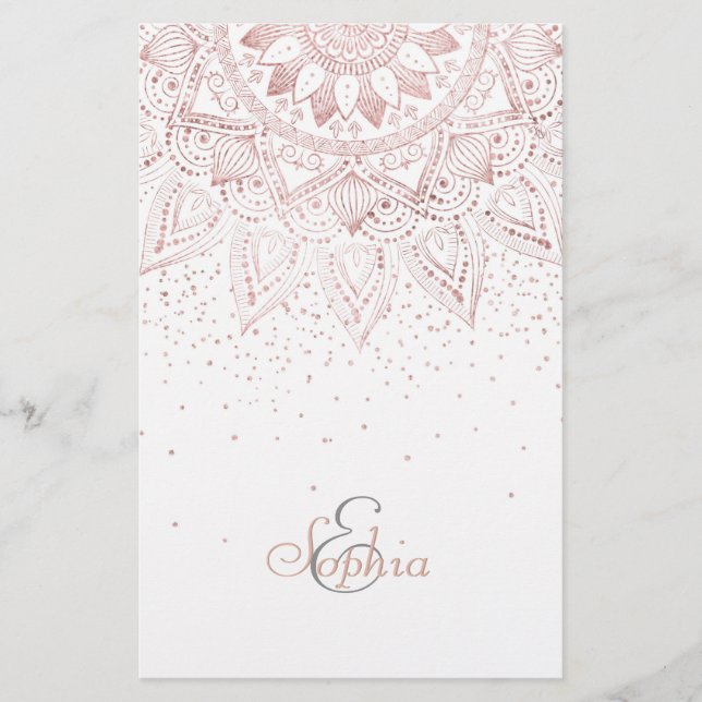 Papeterie Elégant Rose Gold Dots Mandala (Devant)