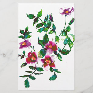 Papeterie Elégante aquarelle moderne fleur sauvage rose fonc