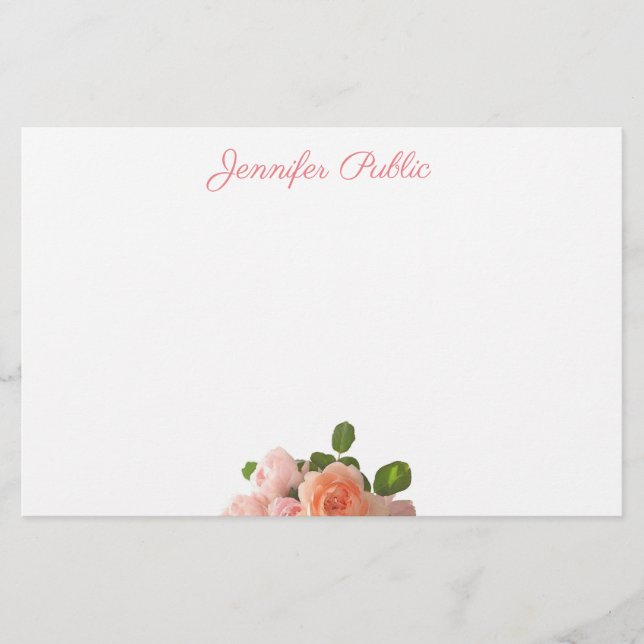 Papeterie Elégante aquarelle Rose Fleurs Floral Moderne (Devant)