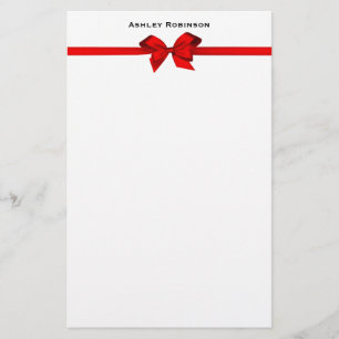 Papeterie Élégante corsage en satin rouge sur blanc