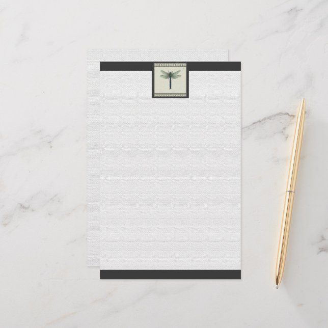 Papeterie Élégante libellule bleue (Devant/Arrière en situation)