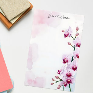 Papeterie Elégante Orchidée d'Aquarelle rose romantique