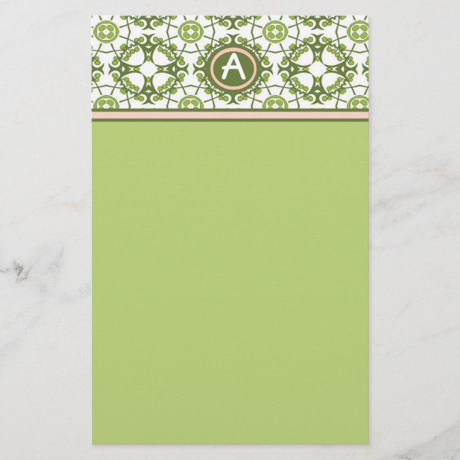 Papeterie élégante verte celtique monogrammée (Devant)