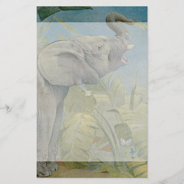 Papeterie Eléphant d'Afrique vintage dans la jungle, EJ Detm (Devant)
