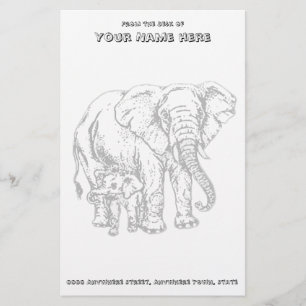 Papeterie Éléphant et bébé stationnaires