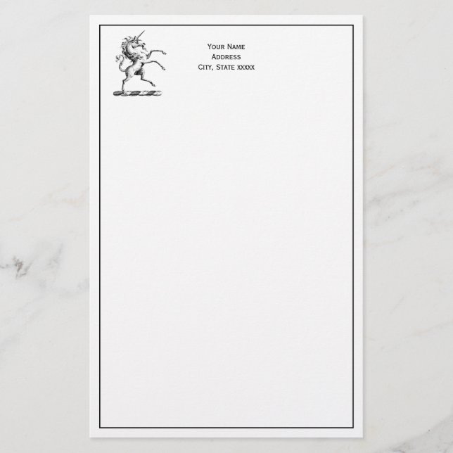 Papeterie Emblème d'élevage de l'Unicorne héraldique (Devant)