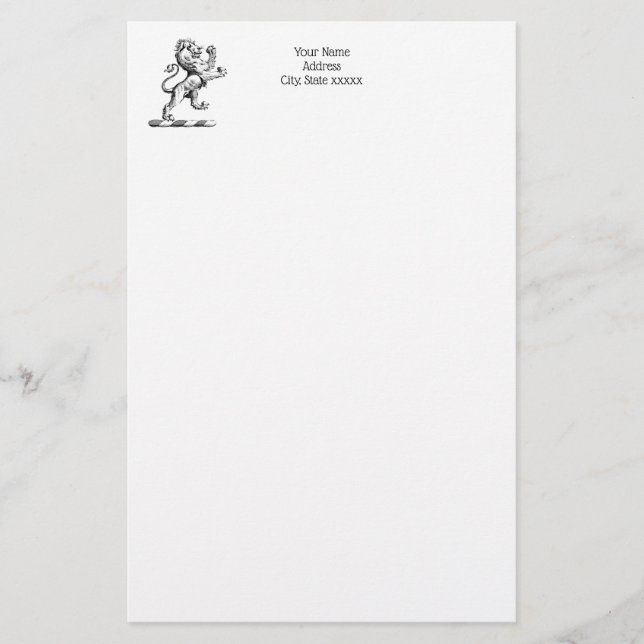 Papeterie Emblème héraldique du lion debout (Devant)