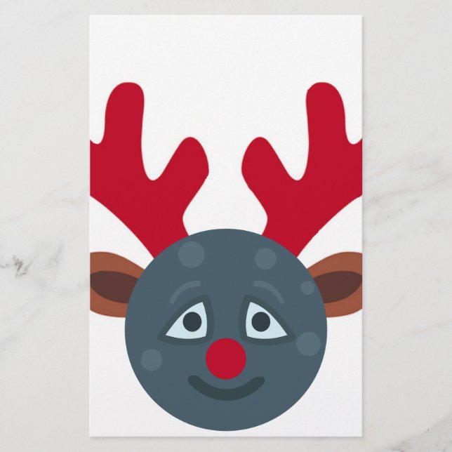 Papeterie emoji de lune de rennes de noël (Devant)