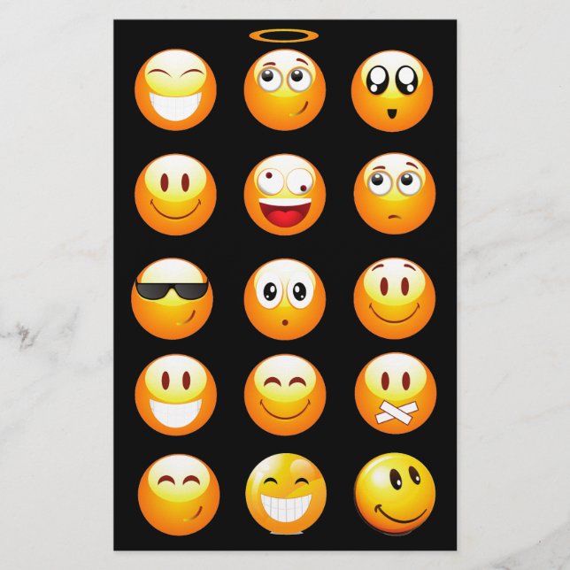 Papeterie emojis noir (Devant)