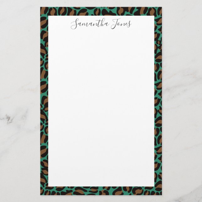 Papeterie Empreinte de léopard rose jaune | Personnalisé (Devant)