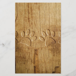 Papeterie Empreinte de patte de chien en bois sculpté