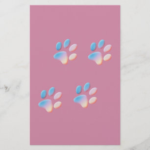 Papeterie Empreintes de pattes dégradé bleu rose et jaune