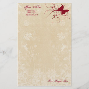 Papeterie En-tête de lettre personnel de papeterie, papillon