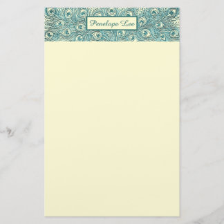 Papeterie En-tête et votre nom de plumes Peacock Turquoise v