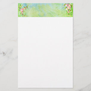 Papeterie En-tête Mariage de fleurs de rose bleu vert