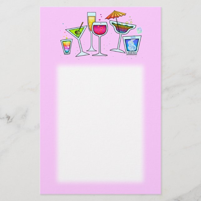 PAPETERIE EN VERRE DE COCKTAIL DANS LE ROSE (Devant)