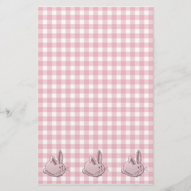 Papeterie en vichy rose et lapins (Devant)